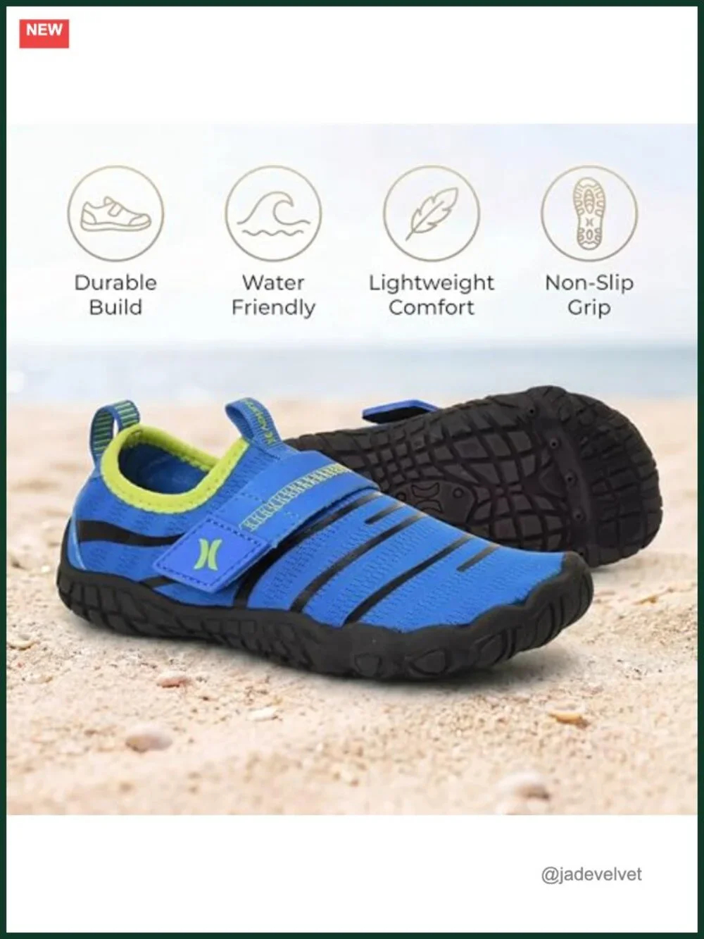 Quick-Dry Breathable Water Shoes with Adjustable Strap & Grip Sole for Beach